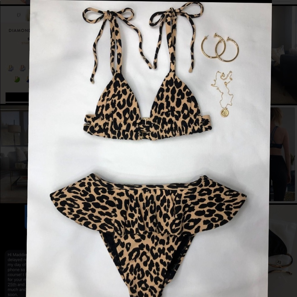 Montce Leopard Print Triangle Top High Waist S & M